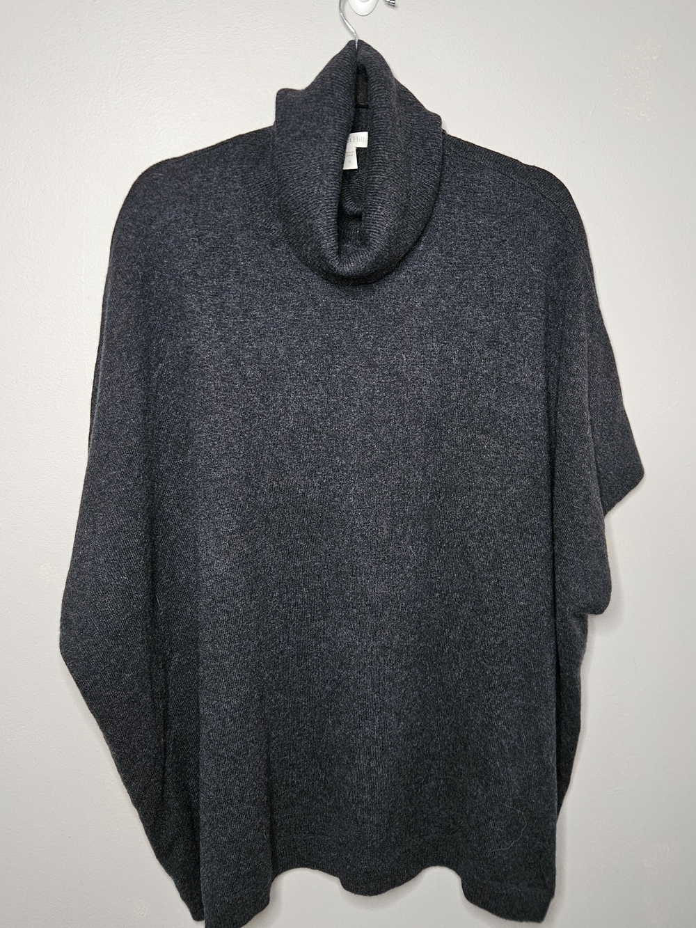 Garnet Hill Pure Cashmere Turtleneck Half Sleeve Poncho Sweater S